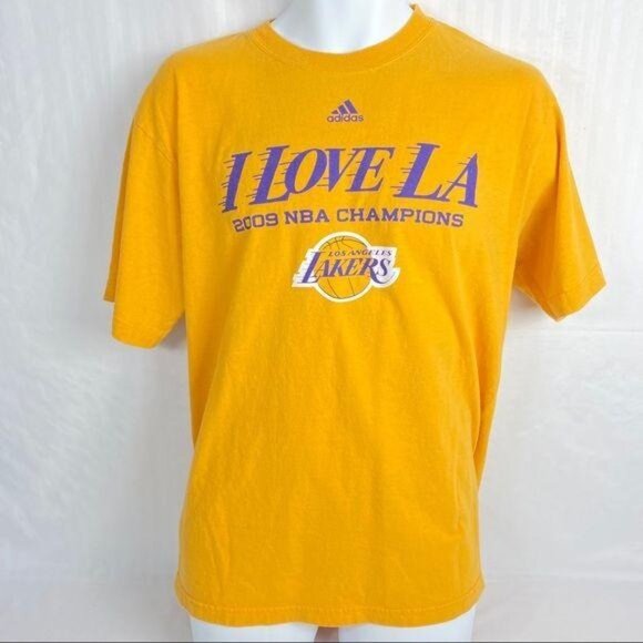 Los Angeles Lakers 2009 NBA Champions Adidas Gold Graphic T-Shirt W/ Signatures - Picture 1 of 8